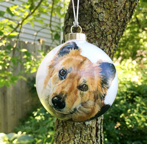 Dog Ornament Custom Pet Portrait Pet Memorial Ornament Dog Etsy