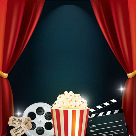 Cinema Background With Movie Objects Vector Graphic Film Poster