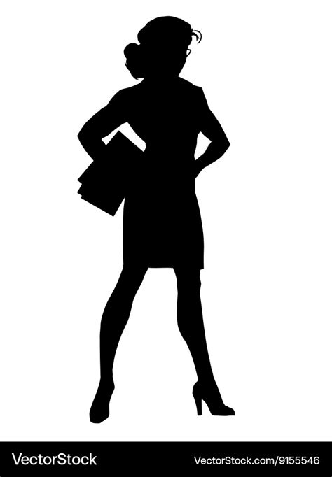 Beautiful Strong Businesswoman Black Silhouette Vector Image