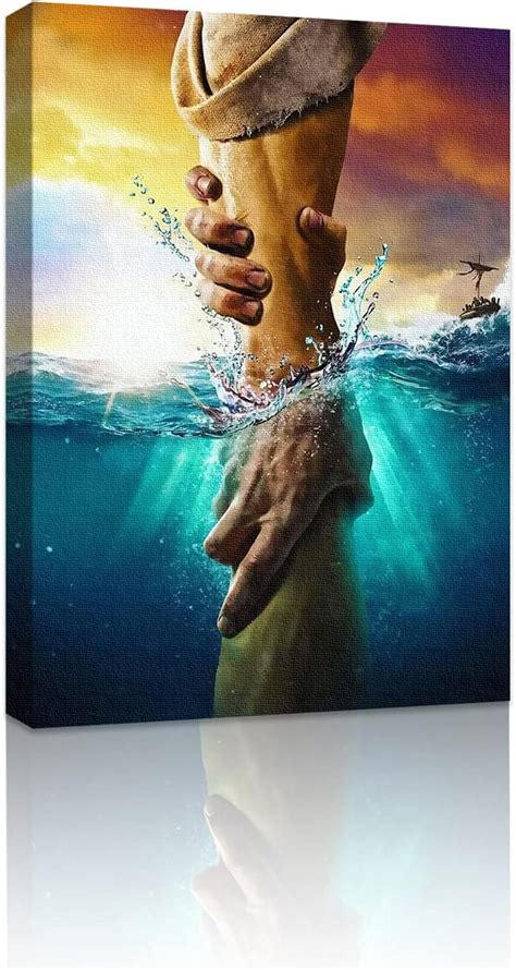 Jesus Christ Canvas Wall Art Jesus Saving Peter from Drowning Modern