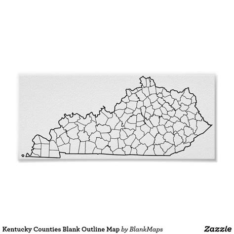 Kentucky Counties Blank Outline Map Poster | Zazzle | Map poster, Map ...