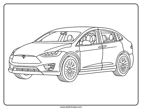 Tesla Model X Coloring Page Sketch Repo