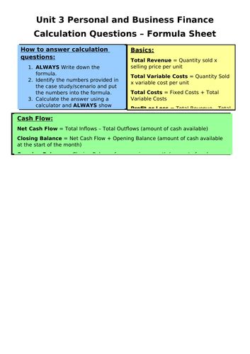 L3 Btec Business New Spec Unit 3 Exam Formula Quiz And Revision