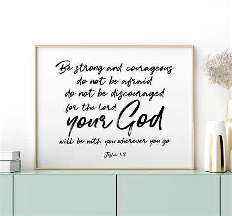 Be Strong And Courageous Printable Art Bible Verse Wall Art Etsy