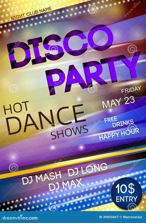 Night Club Disco Party Poster Stock Vector Image 39955847