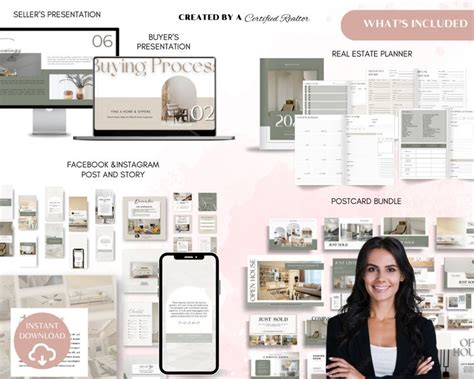 Girly Real Estate Social Media Bundle Real Estate Canva Templates