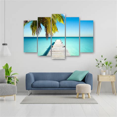 Leinwandbild Teilig Tropischer Strand Mit Palmen Wall Art De