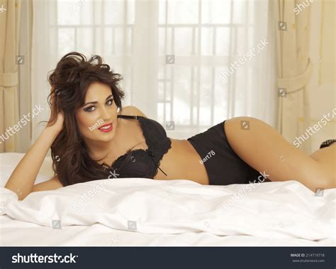 Beautiful Sexy Woman Wearing Black Lingerie Stock Photo 214719718 Shutterstock