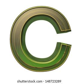 Emerald Green Golden Outline Alphabet Letter Stock Illustration