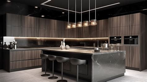 Pajangan Dapur Modern Dalam Rendering D Lemari Dapur Interior Dapur