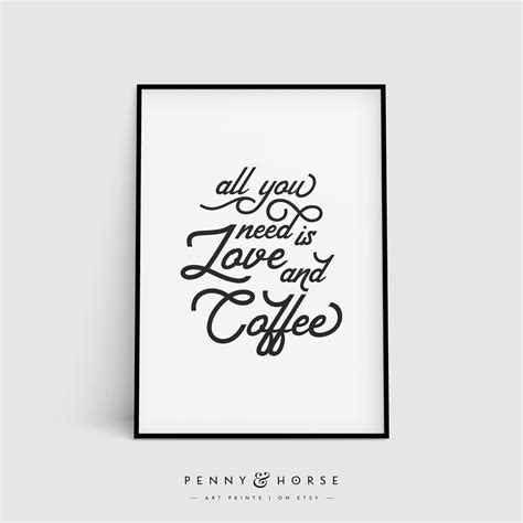 Love & Coffee Art Print, Printable Digital Art, Kitchen Wall Decor ...