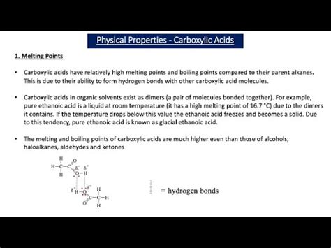 Carboxylic Acids Physical Properties And Acidity A2 Chemistry YouTube