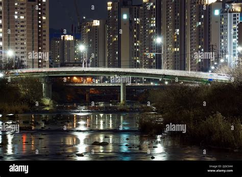 Night View Of Anyangcheon Gyeonggi Do Korea Stock Photo Alamy