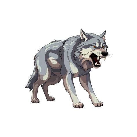 Vector de ilustración animal lobo enojado Vector Premium