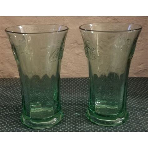 Coca Cola Kitchen Vintage Libbey Coca Cola Coke Flared Tumbler Glass Green 6 Oz Heavy Duty