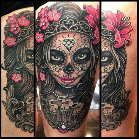 Badass Sugar Skull Tattoo Skull Tattoo Design Sugar Skull Tattoos Sleeve Tattoos