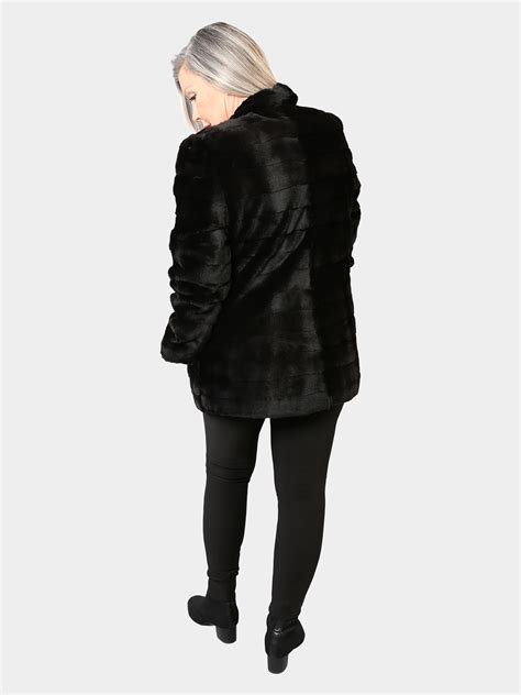 Black Sheared Mink Fur Jacket Reversible Estate Furs