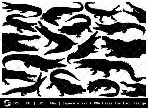 Alligator Silhouettes In Black And White With The Words Svg Files For