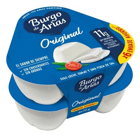 Queso Fresco Original Burgo De Arias Pack De 6 Unidades De 72 G