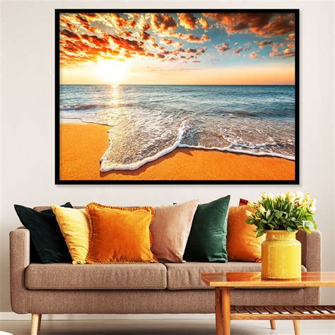 Quadro Decorativo Para Sala Praia Terracota Paisagens