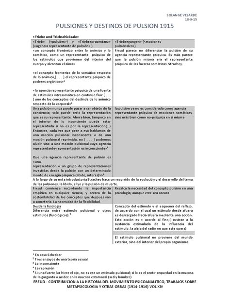 Pulsiones Y Destinos De Pulsión Resumen Pdf Sadomasoquismo Psicoanálisis