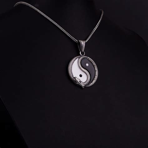 Yin Yang Dragon Necklace Sterling Silver