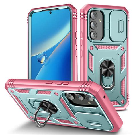 Хибриден гръб със стойка за Samsung Galaxy A54 5G - зелено-розов