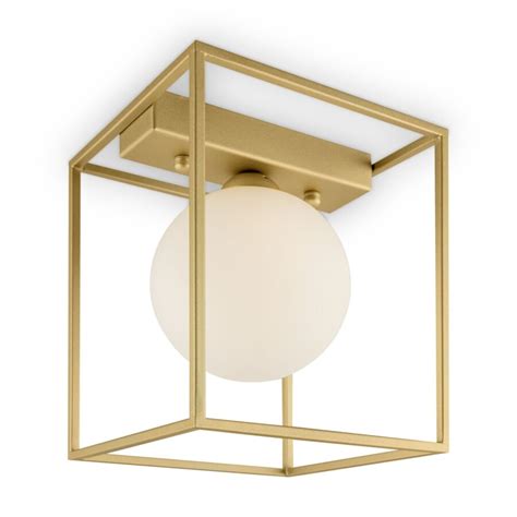 L Mpara De Techo Cubo Metal Dorado Globo Milk G Cod Mundo Led