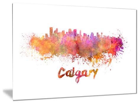 Calgary Skyline Cityscape Glossy Metal Wall Art 28x12