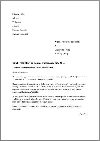 Exemple Lettre Résiliation Assurance Auto what is assured admission