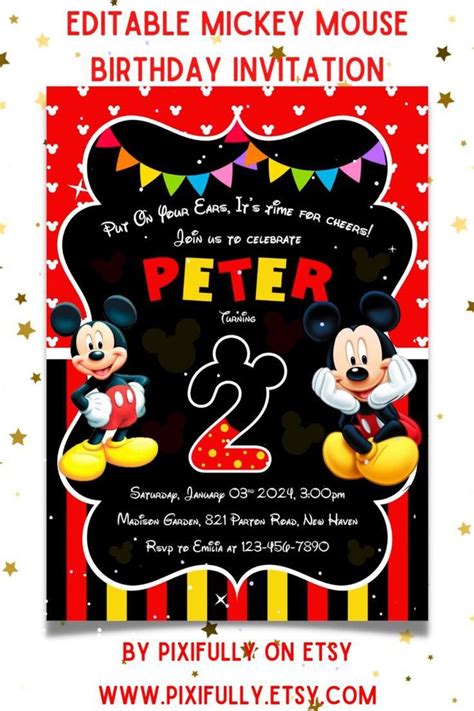 Editable Mickey Mouse Birthday Invitation Mickey Mouse Etsy Uk Video