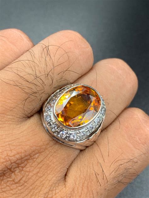 Yellow Topaz Ring Mens Topaz Ring 925 Sterling Silver Topaz Gemstone Ring Ebay