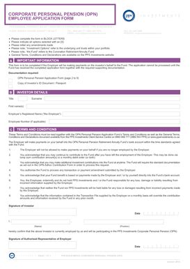 Fillable Online Corporate Personal Pension Opn Pps Investments Fax