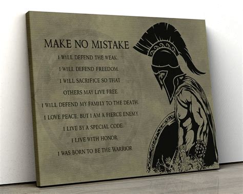 Spartan Poster Warrior Canvas Make No Mistake I Will Defend the Weak I ...