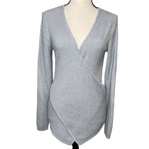 Womens Ribbed V Neck Sweater Sexy Wrap Size Medium Depop