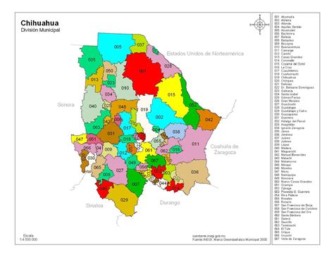 Mapa De Chihuahua Con Nombres A Color Mapas De México Para Descargar