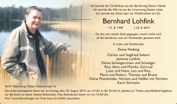 Traueranzeigen Von Bernhard Lohfink Trauer36 De