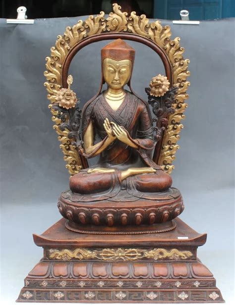 S Tibet Purple Bronze K Gold Dragon Seat Lotus Je Tsongkhapa