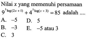 Nilai X Yang Memenuhi Persamaan Log X Log X