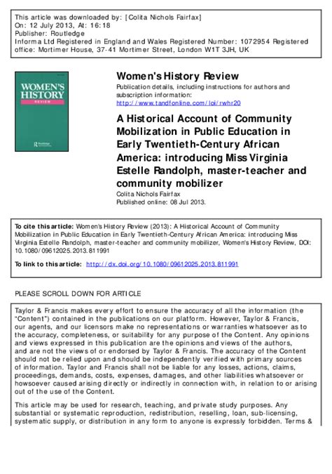 Pdf A Historical Account Of Community Mobilization In Public Education In Early Twentieth