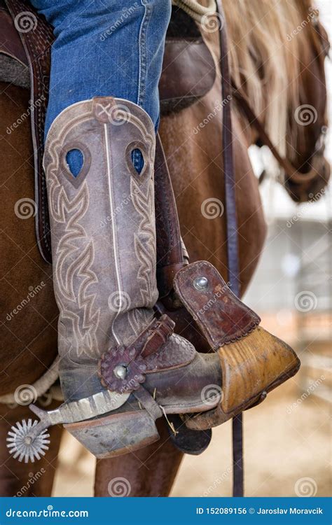 Detail Of Cowboy Boot With Spur Stock Photo Image Of Rancher Cowboy