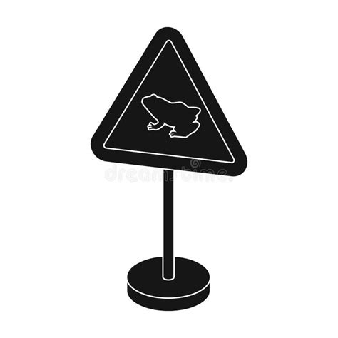 Warning Road Sign Icon In Monochrome Style Isolated On White Background