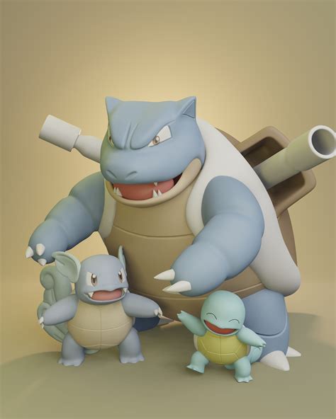 Pokemon Pack Evolución Con Figuras Squirtle Wartortle Y Blastoise