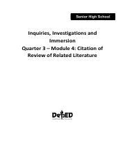 Quarter Week Iii Pdf Inquiries Investigations And Immersion