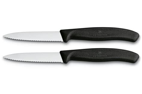 2 Couteaux d office Victorinox lame à dents 8cm manche noir