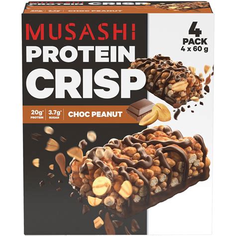 Musashi Chocolate Peanut Crisp Protein Bar 4pk 240g Woolworths