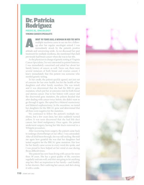 Northern Virginia Magazine Features Dr Patricia Rodriguez A Patient Story