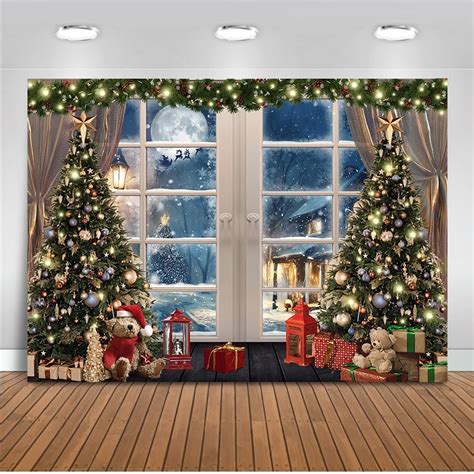 Mocsicka Christmas Window Backdrop Christmas Trees Wonderland Winter