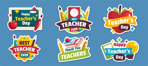 Happy Teachers Day Sticker Set Vector Art At Vecteezy