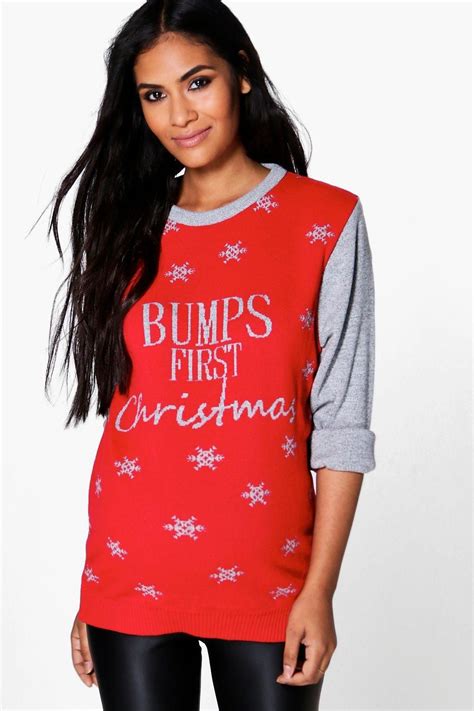 Womens Maternity Bethany Bumps First Christmas Jumper Boohoo Uk